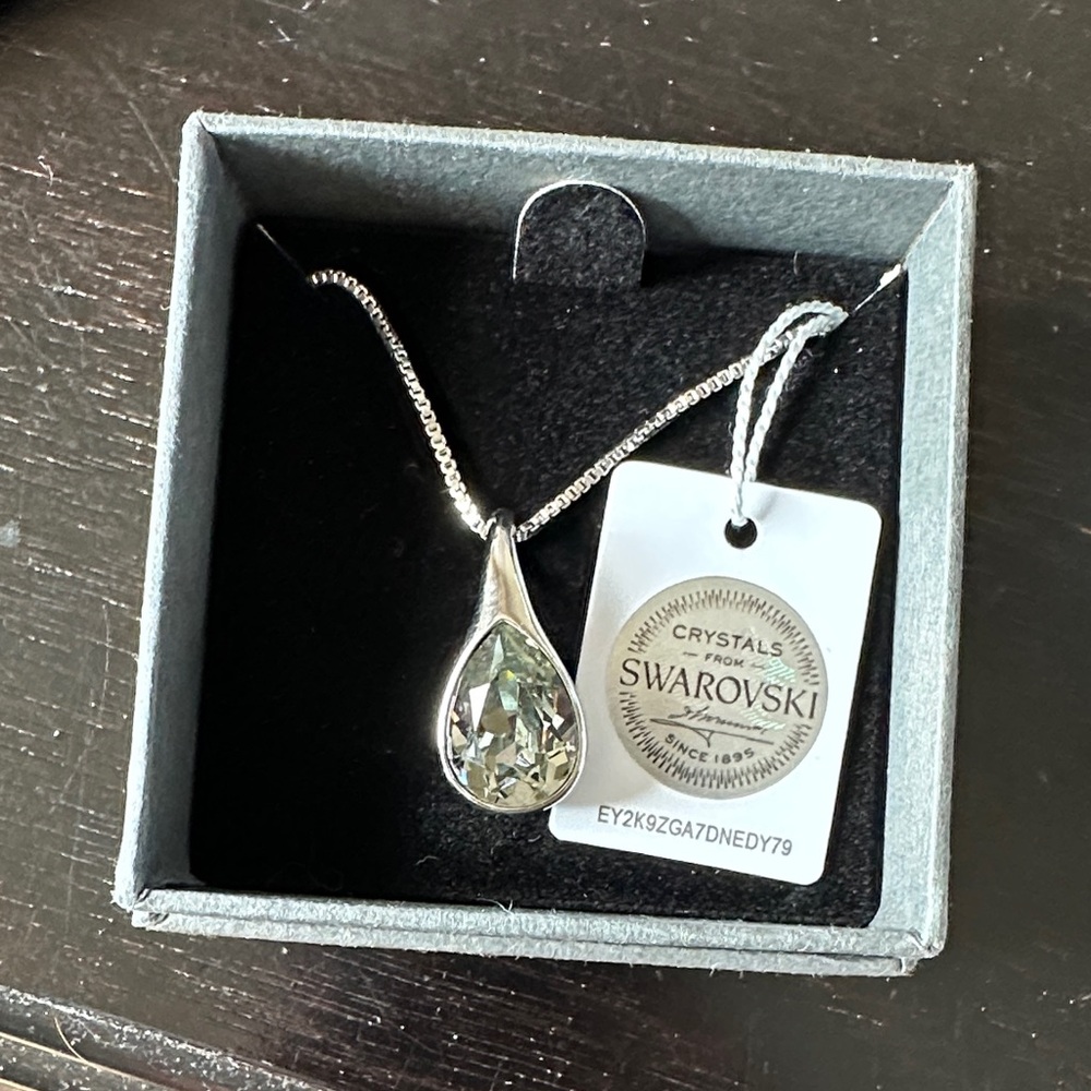 Swarovski Teardrop Crystal Necklace in Silver